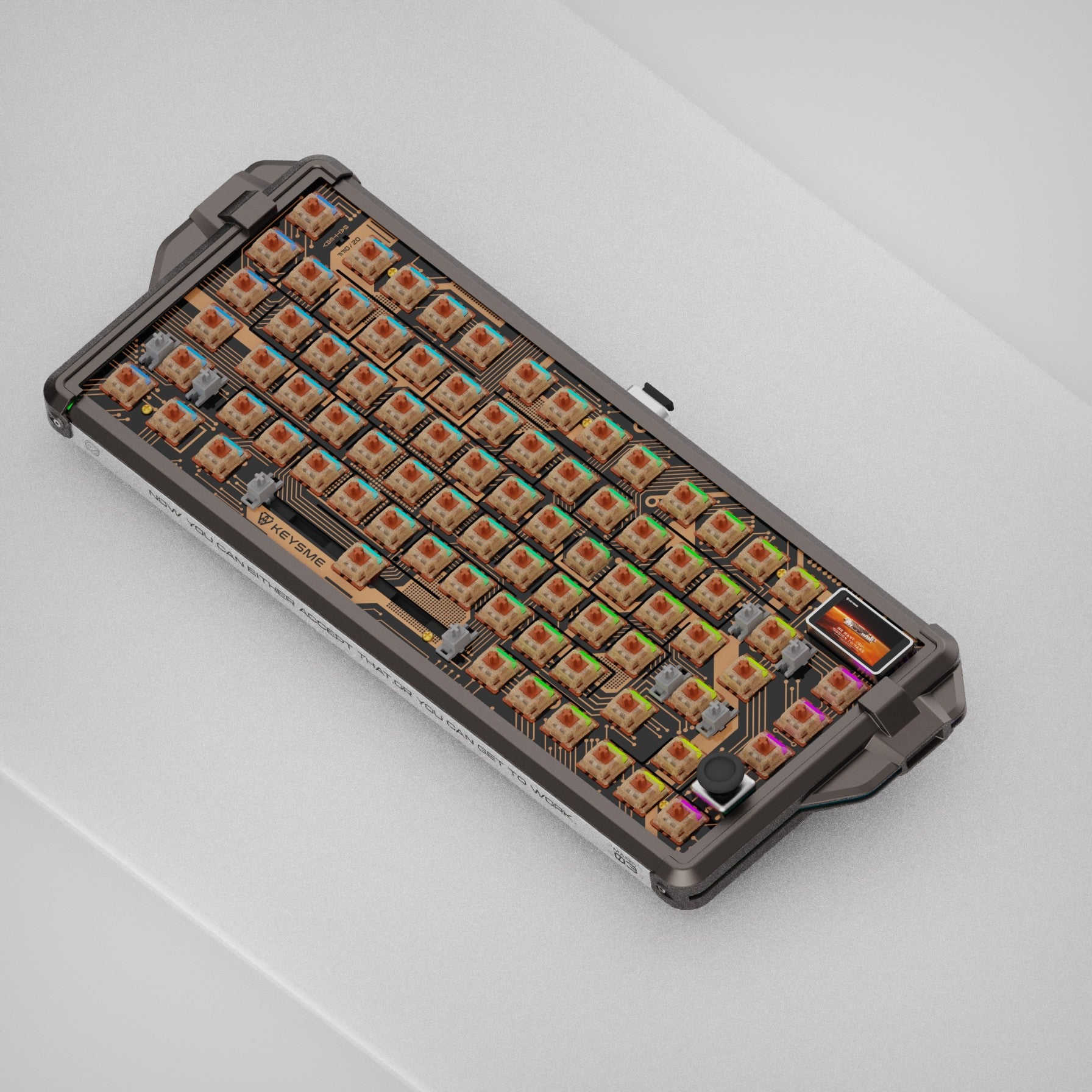 KeysMe Mars 03 spaceship mechanical keyboard hot-swappable Gateron Mars switch for Windows Mac Black Knight color