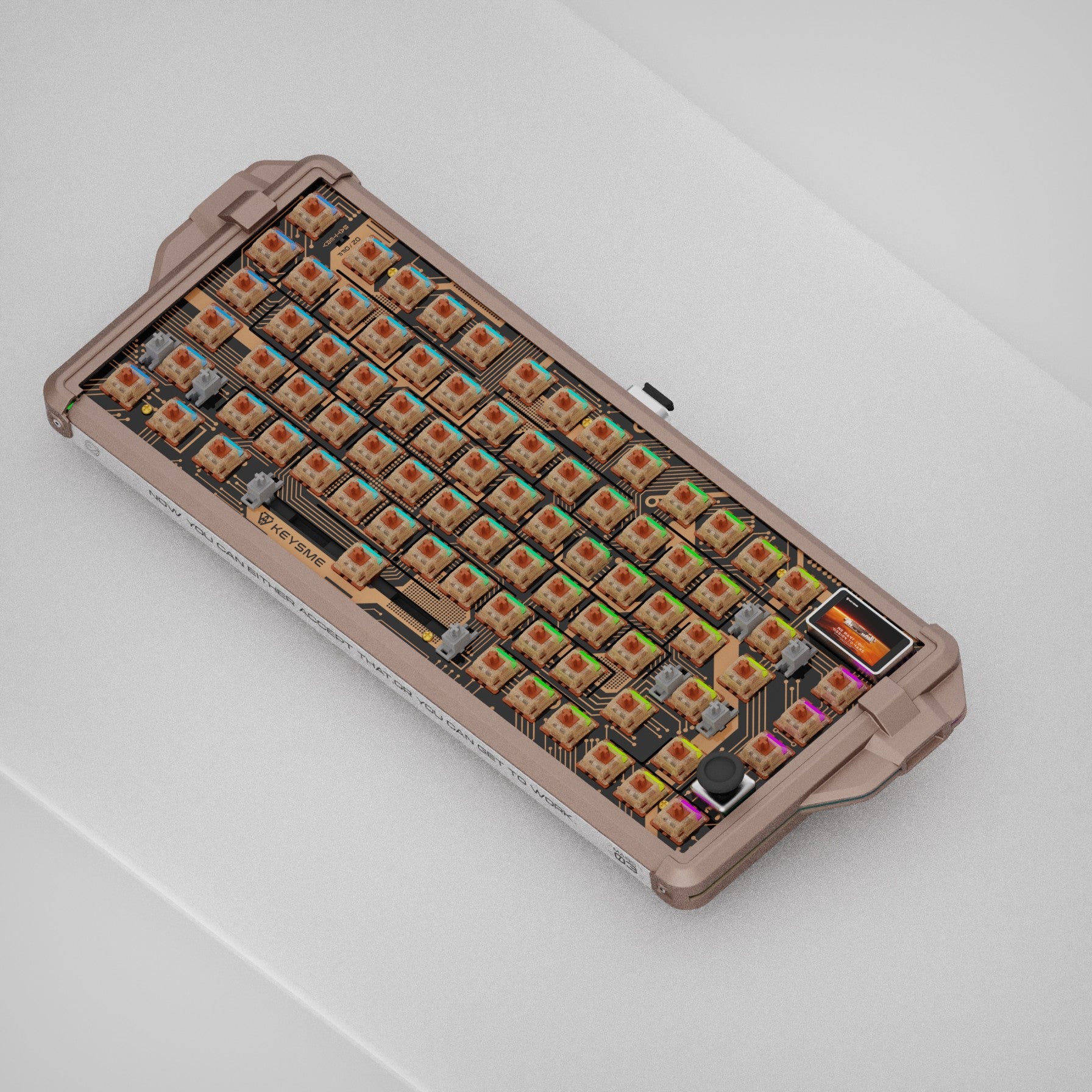 KeysMe Mars 03 spaceship mechanical keyboard hot-swappable Gateron Mars switch for Windows Mac Mars Sand color