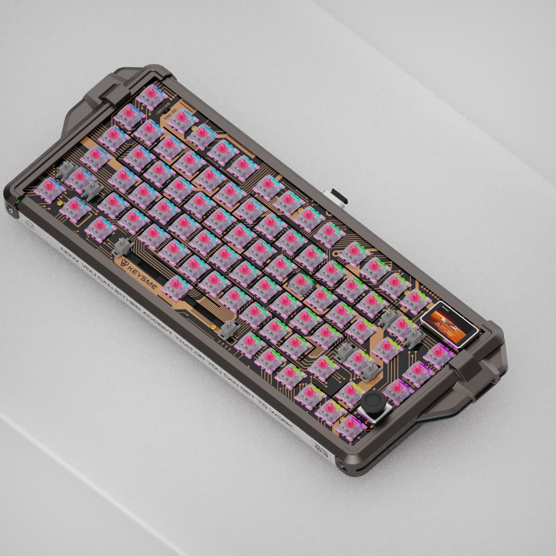 KeysMe Mars 03 spaceship mechanical keyboard hot-swappable Gateron Weightlessness switch for Windows Mac Black Knight color