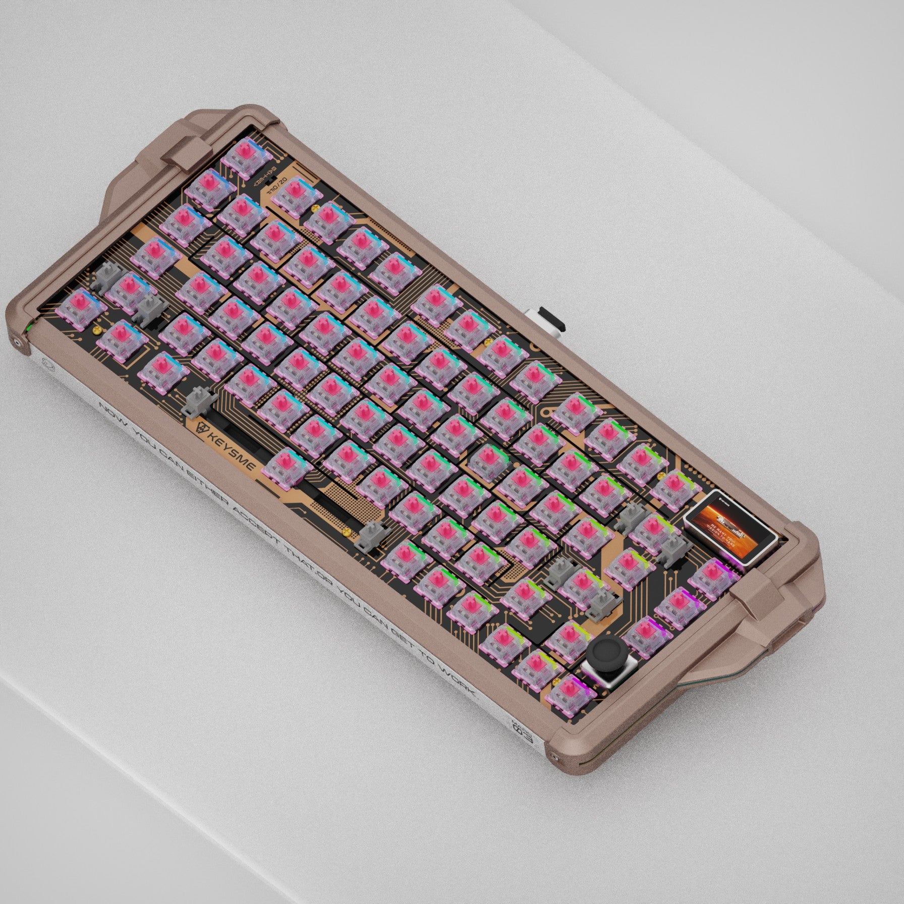 KeysMe Mars 03 spaceship mechanical keyboard hot-swappable Gateron Weightlessness switch for Windows Mac Mars Sand color