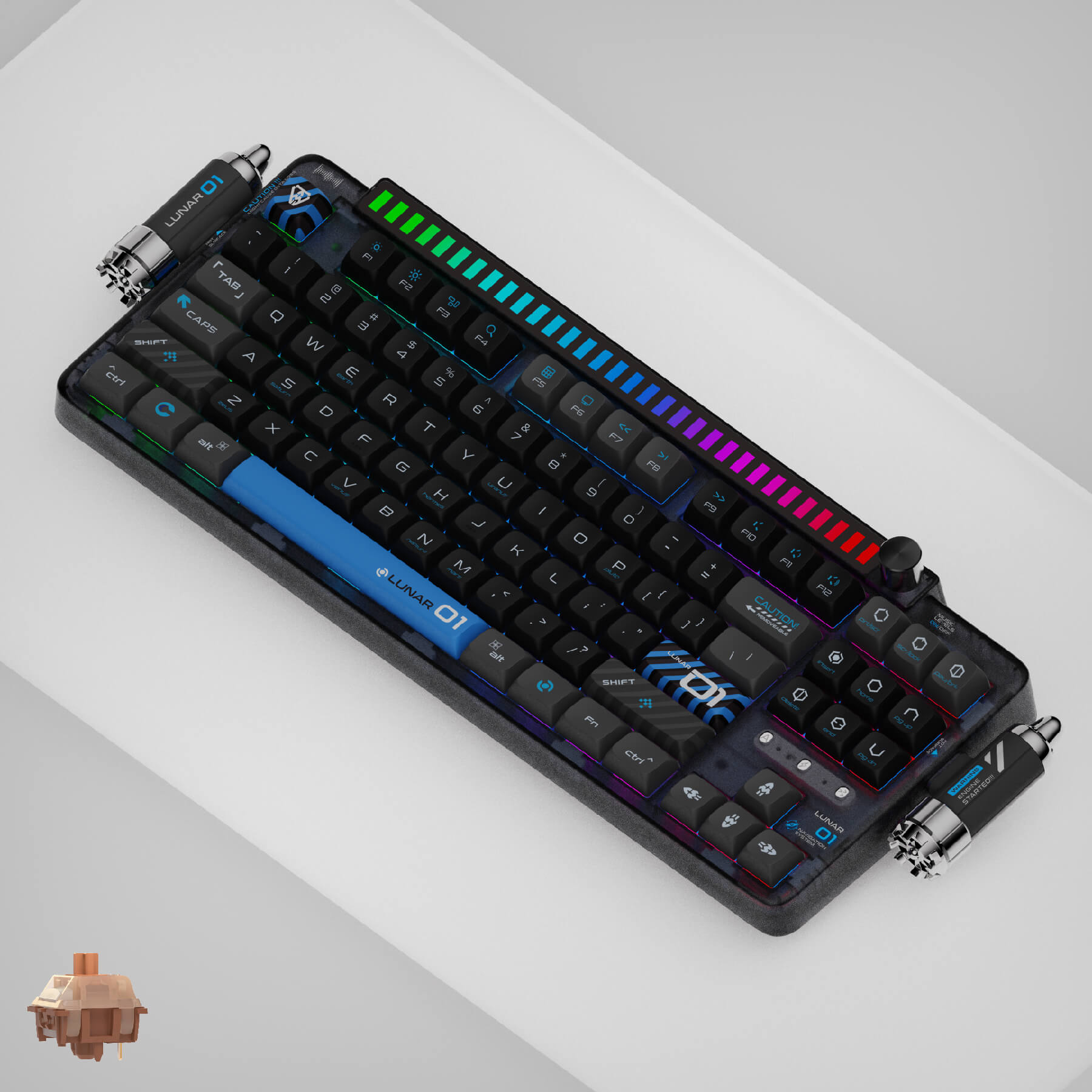 KeysMe spaceship custom mechanical keyboard wireless keyboard hot swappable Gateron Mars switch for Windows Mac