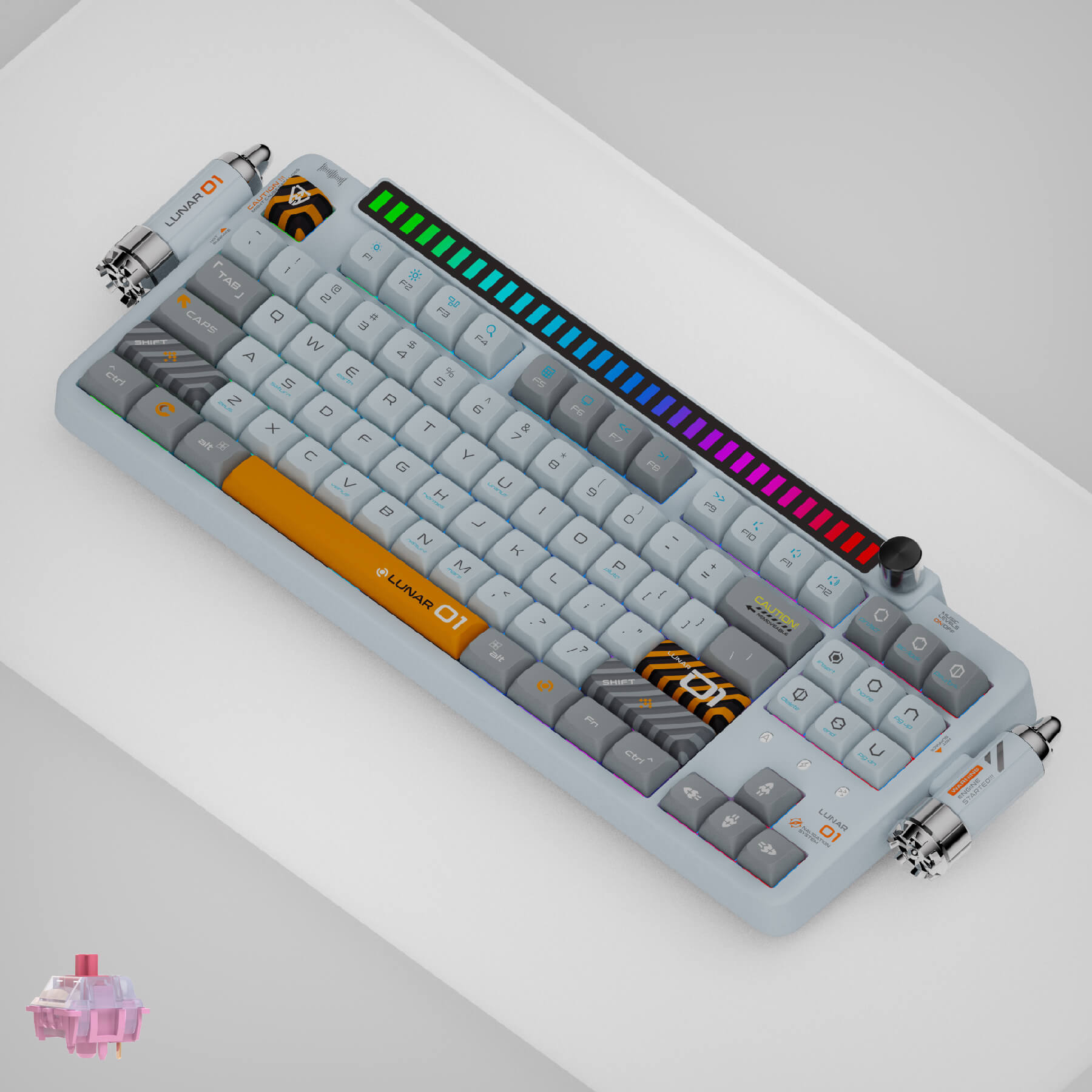 KeysMe spaceship custom mechanical keyboard wireless keyboard hot swappable Gateron Weightlessness switch Windows Mac Lunar 01