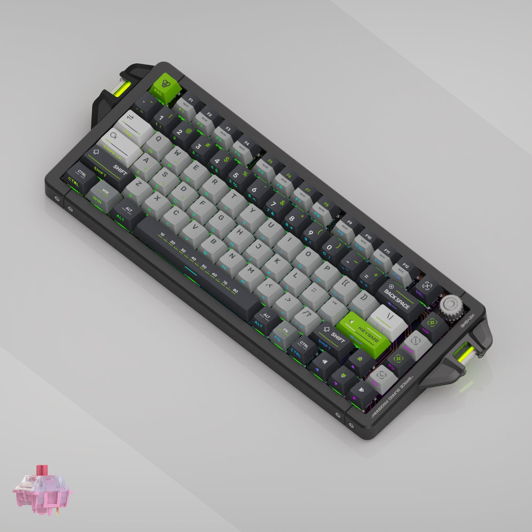 Keysme aim04 custom mechanical keyboard tkl layout gateron weightlessness switch windows mac black