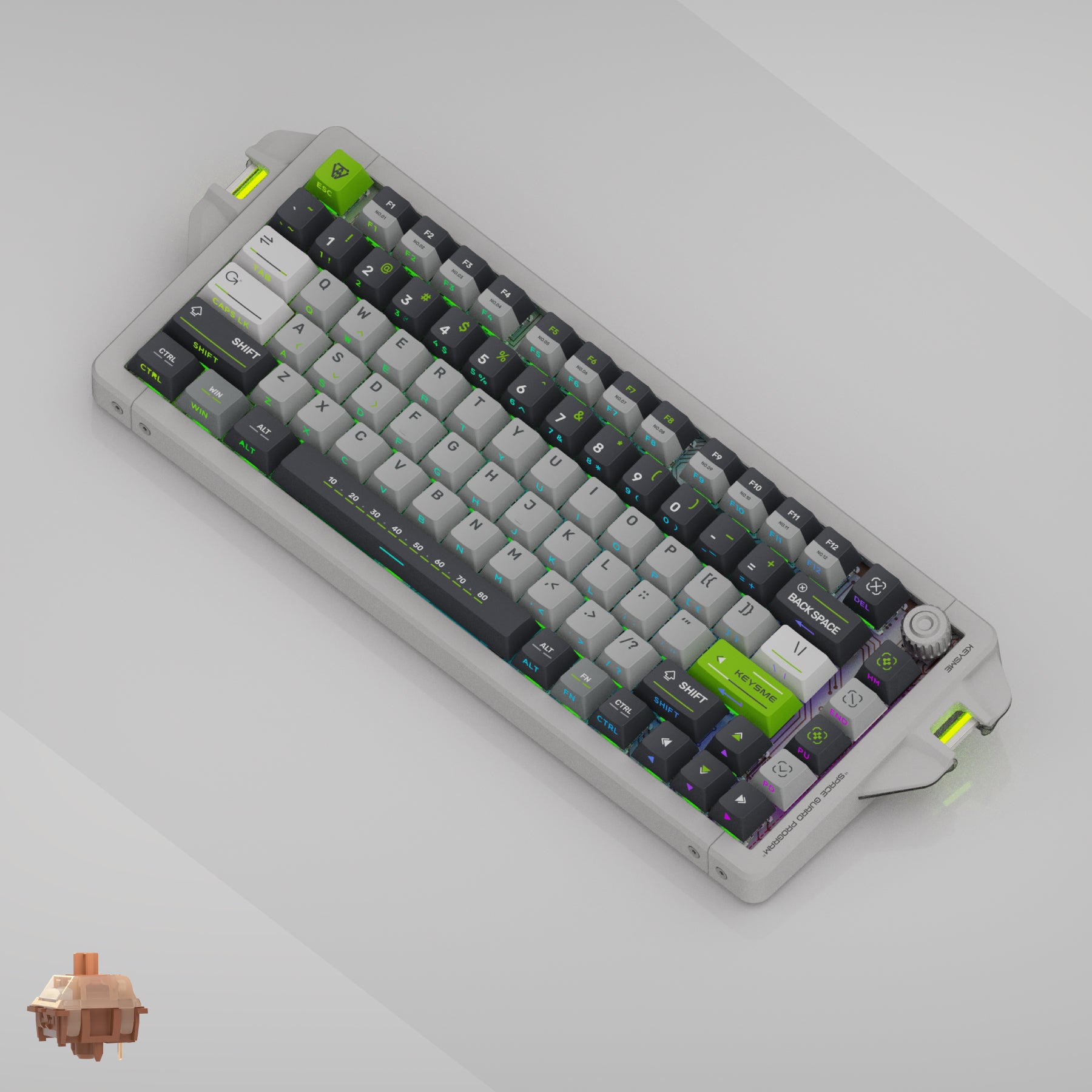 Keysme aim04 custom mechanical keyboard tkl layout gateron mars switch windows mac white