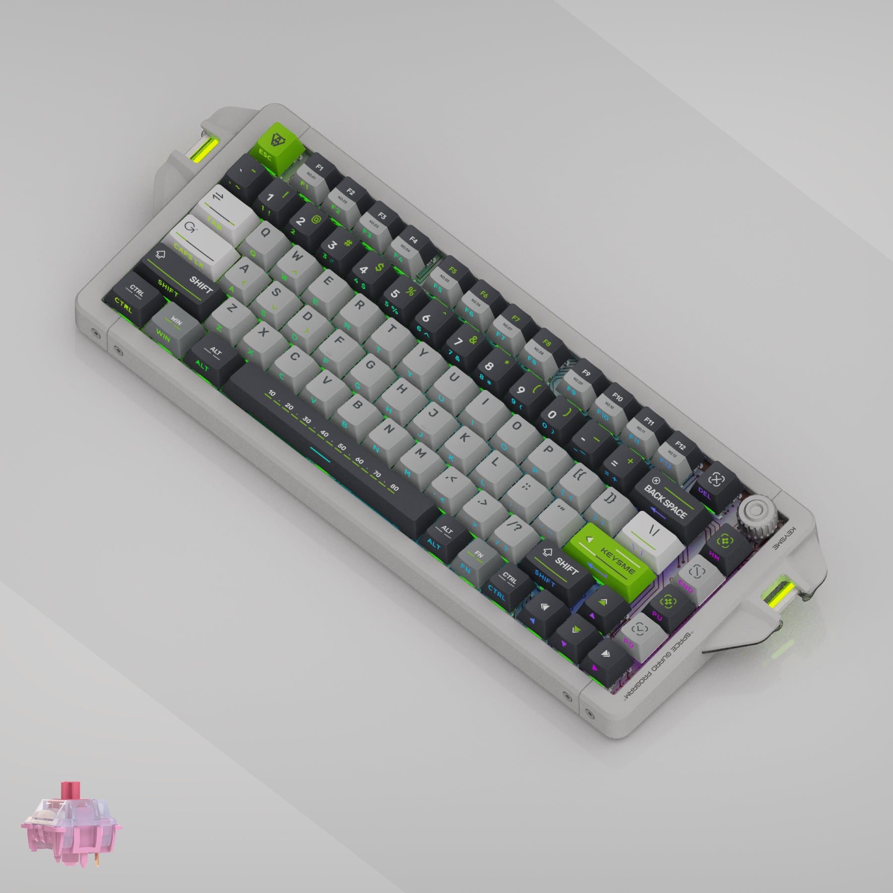 Keysme aim04 custom mechanical keyboard tkl layout gateron weightlessness switch windows mac white