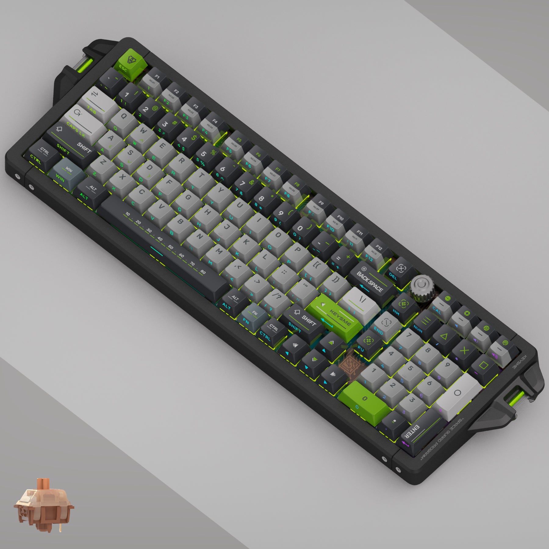 Keysme aim04 custom mechanical keyboard full size layout gateron mars switch windows mac black