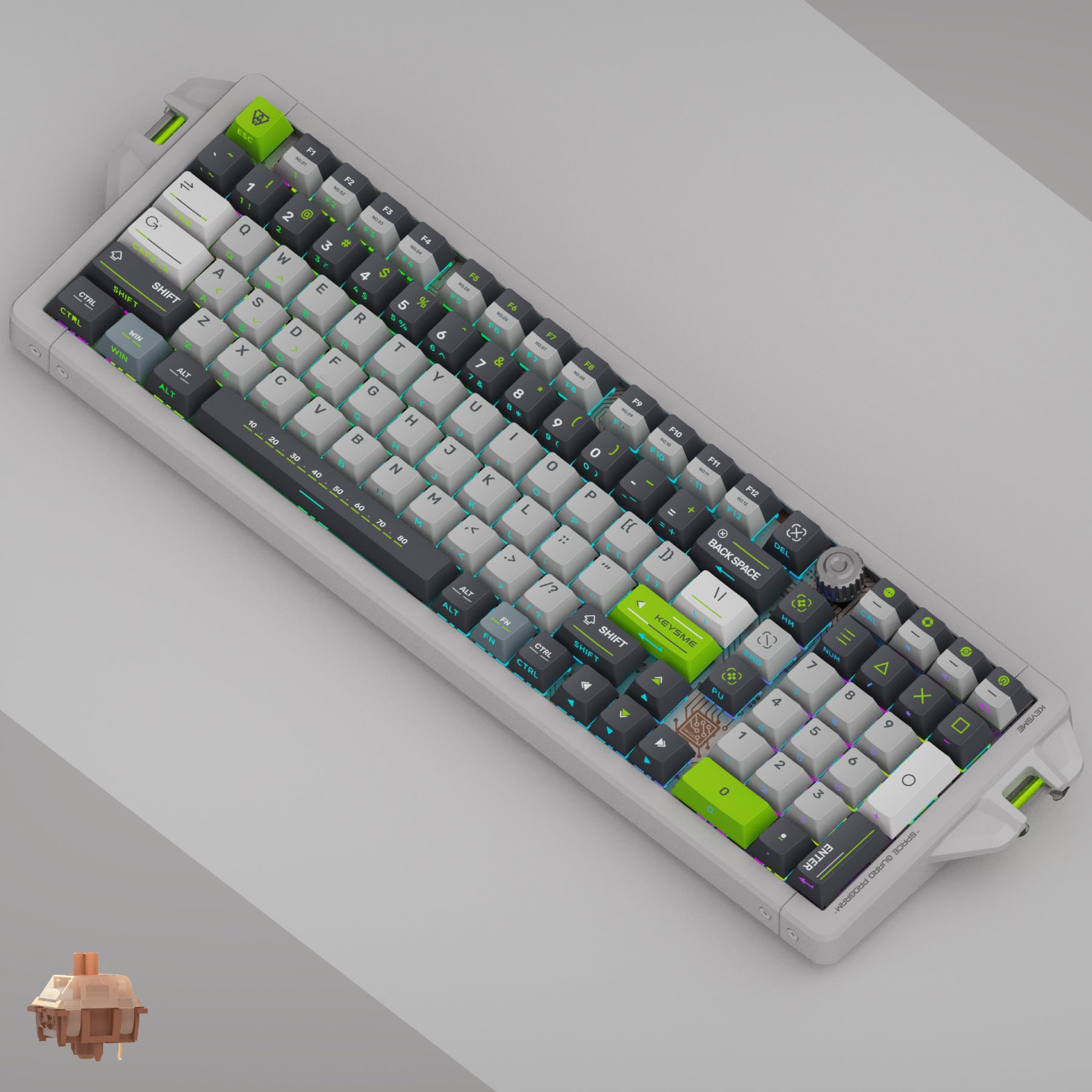 Keysme aim04 custom mechanical keyboard full size layout gateron mars switch windows mac white