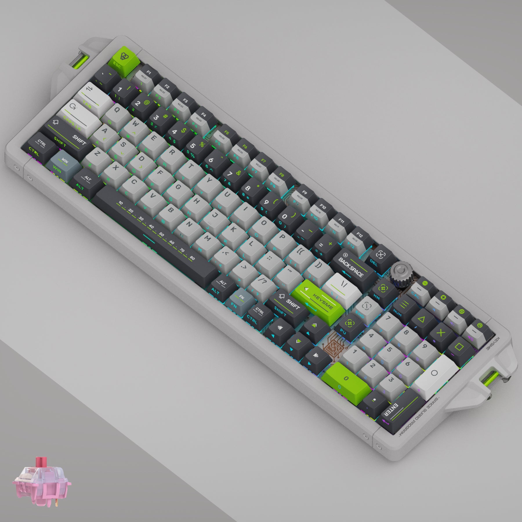 Keysme aim04 custom mechanical keyboard full size layout gateron weightlessness switch windows mac white